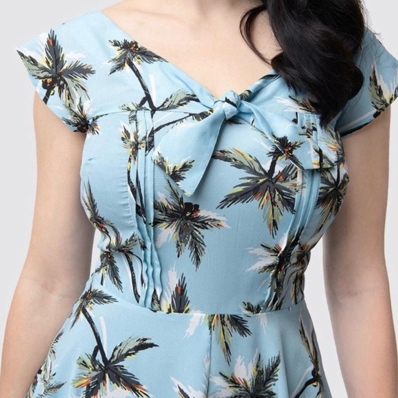 Havilland 40's Style Palm Tree Print Dress Retro - Picture 2 of 5